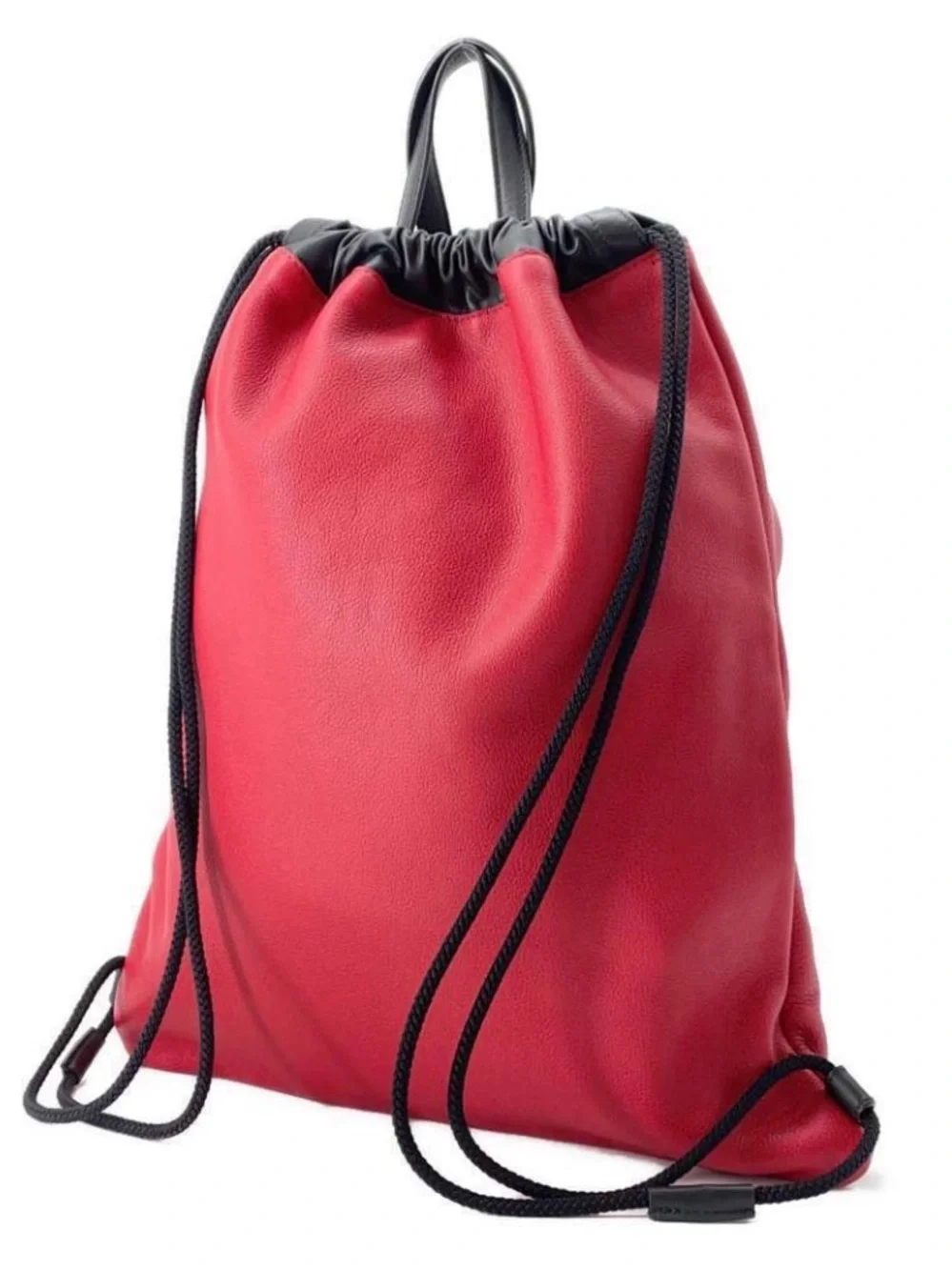 Gucci Red Drawstring Backpack with Green and Yellow Logo